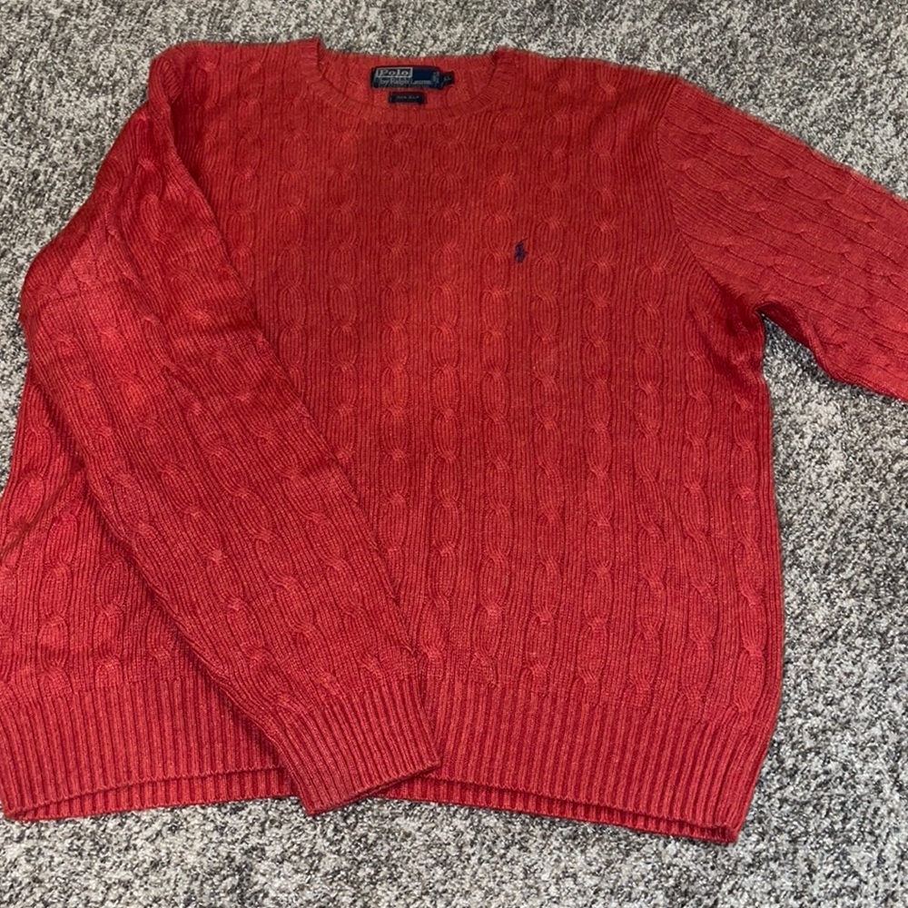 Mens xl Polo burnt orange silk sweater